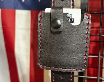 Leather ID Badge Holder for Firefighter Radio Strap or Belt, First Responder ID Card Holder, Firefighter Gear
