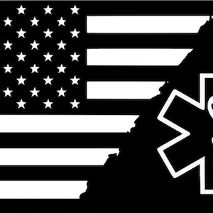 EMS Flag Decal, Paramedic Decal, First Responder, American Flag, Star of Life Decal, EMT Decal, Caduceus Star of Life, Paramedic gift