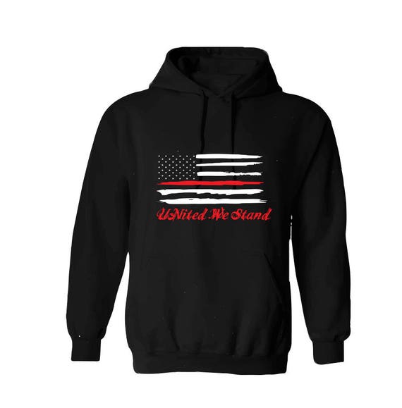 Distressed Thin Red Line American Flag United We Stand Hoodie | Etsy
