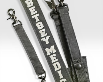 Firefighter Black Radio Strap with Reflective Silver Name