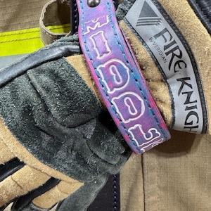 Personalized Leather Glove Strap, glove strap firefighter, firefighter gear, firefighter tools, firefighter accessories, firefighter apparel