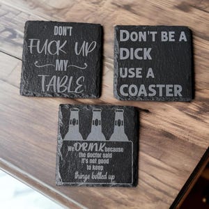 Funny Sarcastic Slate Coasters – Witty Drinkware for Smart Mouths