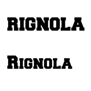 May include: The word "RIGNOLA" is written in bold, black letters in a sans-serif font. The word appears twice, once above the other.
