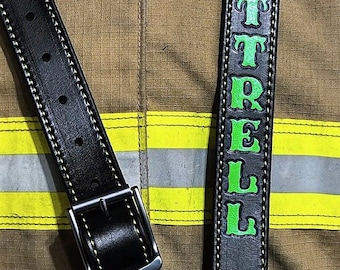 Custom Firefighter/EMS Leather Radio Strap | Leather Firefighter Radio Strap | Custom Name & Stamp | First Responder Gear | 1.75" in Width
