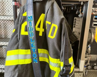 1.5 inch wide Custom Leather Firefighter Radio Strap, Personalized EMS Gear, Paramedic Radio Strap, Custom Firefighter Gear