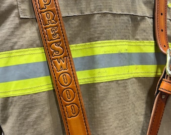 1.75 inch wide Custom Leather Firefighter Radio Strap, Personalized EMS Gear, Paramedic Radio Strap, Custom Firefighter Gear, English Bridle