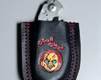 Creepy Doll Leather Raptor Shears Holster – Handmade Horror EMS/Firefighter Gear (Shears Not Included)