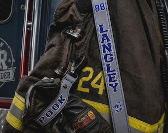 Custom Firefighter/EMS Leather Radio Strap | Leather Firefighter Radio Strap | Custom Name & Stamp | First Responder Gear | 1.5" in Width