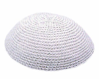 Plain White Kippah 14cm 18cm 19cm Hand Knitted Thick Thread Kippot Judaica crochet Yarmulke Jewish cap from Israel Beanie Kipa cap Yamakah