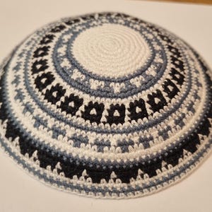 Kippah 15cm Jewish Hat Kipa Hand Knitted Yamakah DMC Kippot Judaica crochet Yarmulkah JUIF  כיפה ירושלים Jewish Cap From Jerusalem