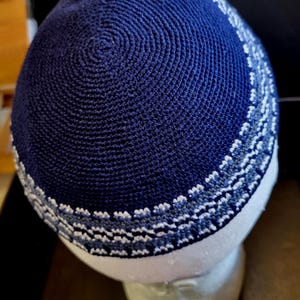 Blue Kippah 20cm Knitted Thin Thread Jewish cap Jerusalem Amazing yarmulke handmade Crochet DMC כיפה JUIF Chapeau Kippah Kipah Yamakah