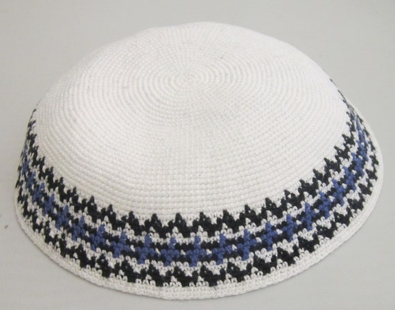 All sizes Knitted Handmade Sabbat White Kippa Kipot Shabbat Yamaka Knit Jewish