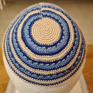 Kippah 15cm or 17cm Jewish Hat Kipa Hand Knitted Yamakah DMC Kippot Judaica crochet Yarmulkah JUIF  כיפה ירושלים Jewish Cap From Jerusalem