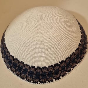 Kippah 20cm Knitted Thin Thread Jewish cap Jerusalem Amazing yarmulke handmade Crochet DMC כיפה ירושלים JUIF Chapeau Kippah Kipah Yamakah