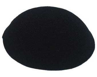 Plain Black Kippah 9-24 cm Jewish Hat kippot bisiklet Kipa Hand Knit Yamakah  DMC Judaica crochet Yarmulkah Exquisite La Juif Jewish wear