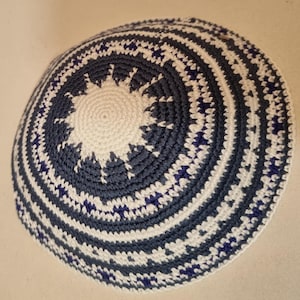 Kippah 15cm Jewish Hat Kipa Hand Knitted Yamakah DMC Kippot Judaica crochet Yarmulkah JUIF  כיפה ירושלים Jewish Cap From Jerusalem