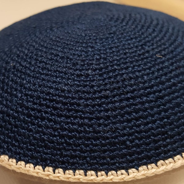Knitted Kippah 10cm/12cm Turquoise Jewish Kipa Hand Knit Yamakah Kippot DMC Judaica crochet Jewish cap from Israel Jewish Beanie Kipa cap