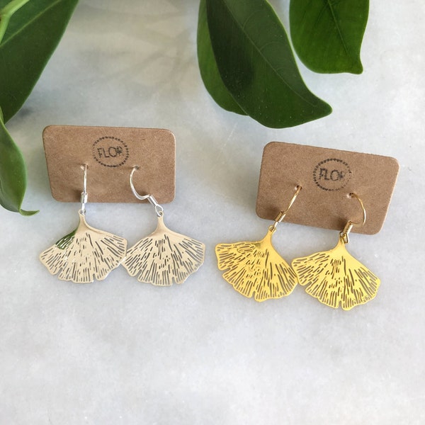 Ginkgo leaf earrings - Earrings with ginkgo biloba leaf charms