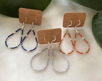 Beaded teardrop earrings - Teardrop earrings with coloured glass seed beads (available in 36 colours!)