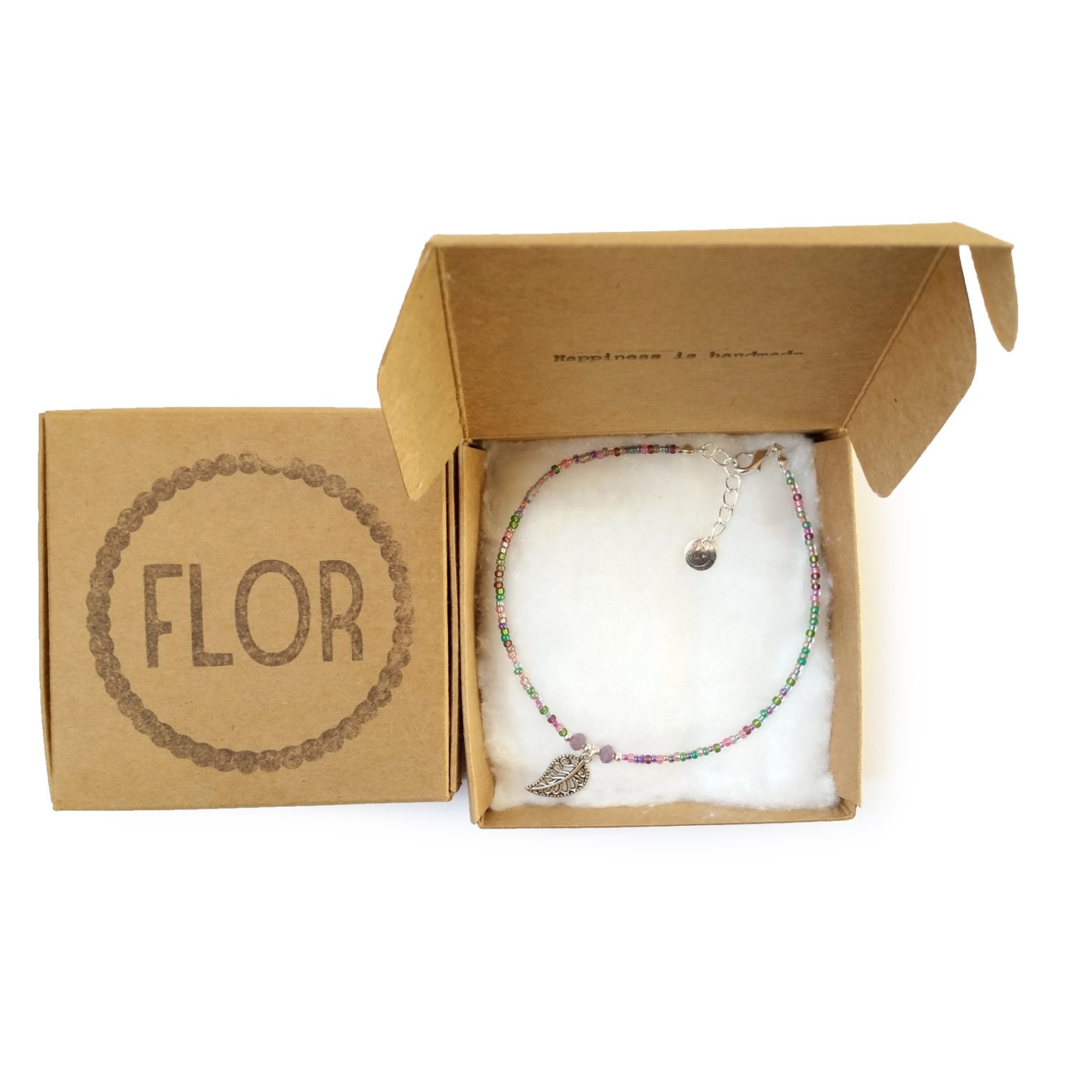 Flowerchild Anklet Anklet With Mixed Seed Beads and a Leaf Etsy Sweden