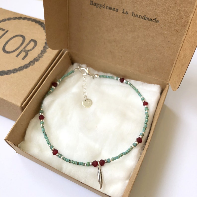Colours of the Wind Anklet Turquoise and Red Beaded Anklet Etsy