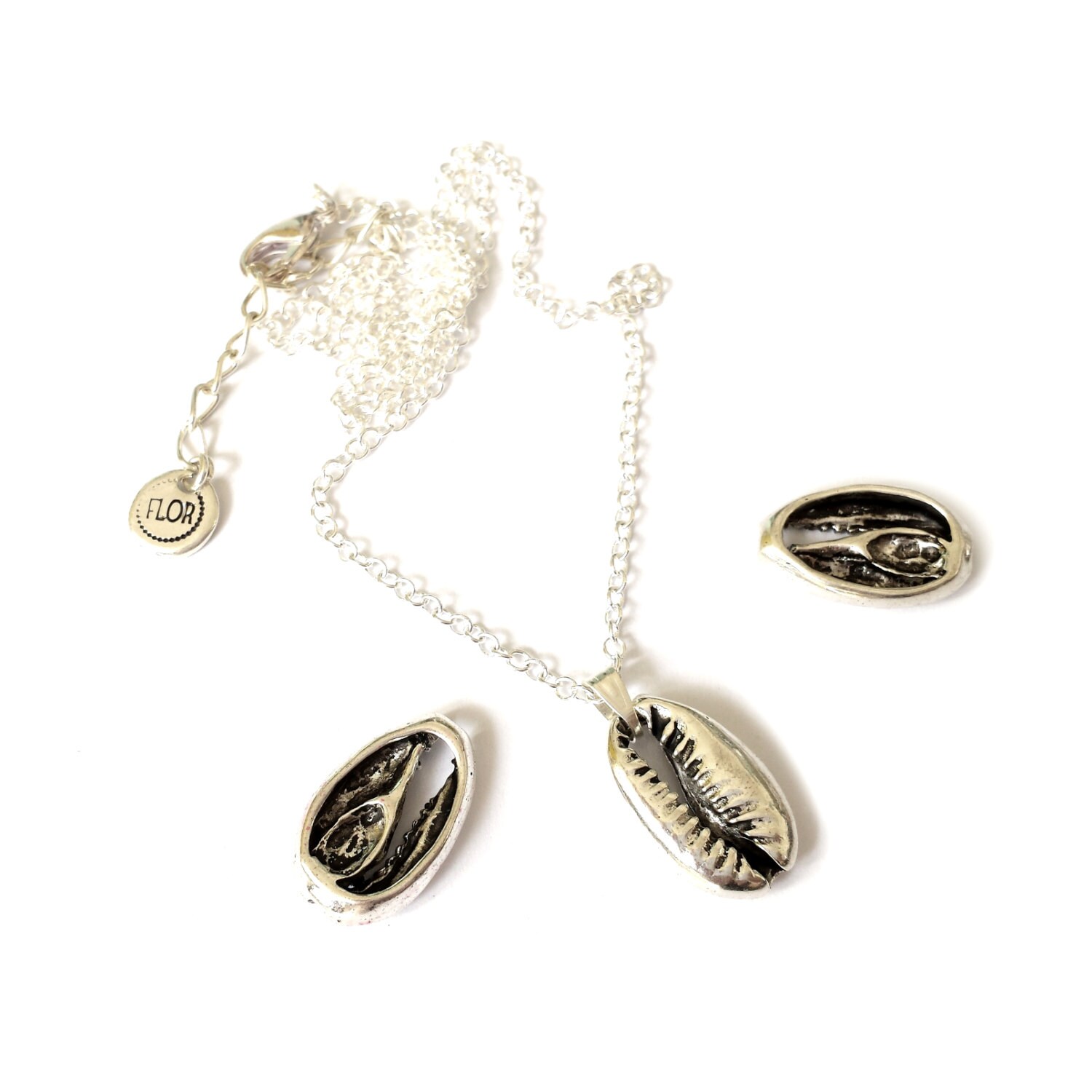 Silver Shine Shell Necklace - Necklace With Silvertone Cowry Shell ...