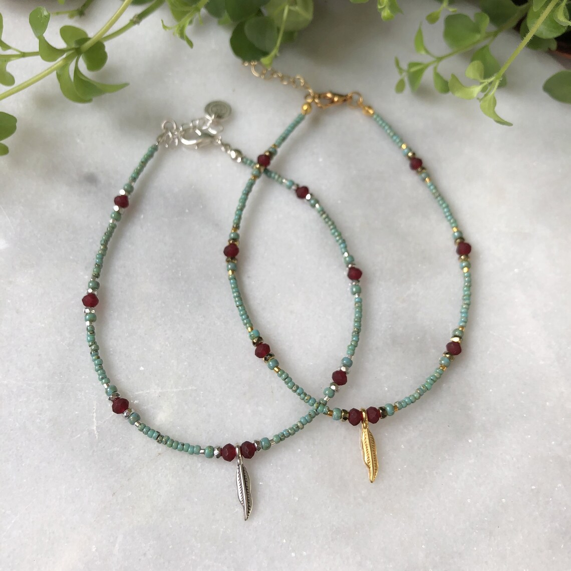 Colours of the Wind Anklet Turquoise and Red Beaded Anklet Etsy