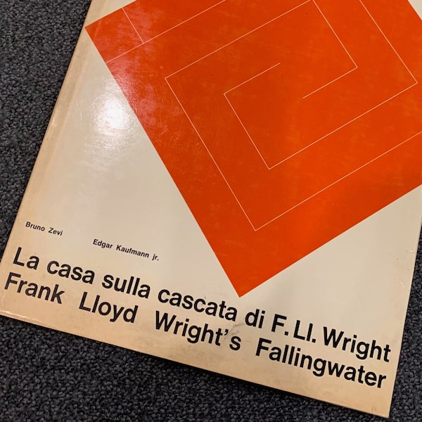 Vintage Frank Lloyd Wright's Fallingwater 1965 Hardcover Book Second Printing Italian and English Edition by Edgar Kaufmann Bruno Zevi