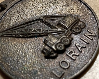 Vintage Lorain Advertising Key Chain Fob Heavy Equipment Tractor Machinery Parkway Machinery Pittsburgh Pennsylvania