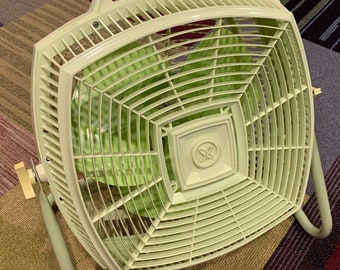 Vintage Sears Best Tri-Speed Cradle Floor Fan Celery Green 1970s Time Capsule