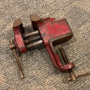 Vintage Brink & Cotton Table Edge Mount Bench Vise Anvil Workshop Clamping Tool Jewelers Woodworker Crafts Clamp Watchmaker
