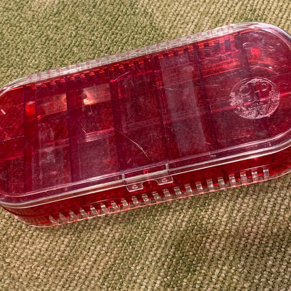 Vintage Fishing Tackle Box Old Pal Lititz PA Red Acrylic Dual Compartment 1970s