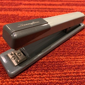 Vintage Swingline Desk Stapler Grey on Grey Early Mid Century Office Stapler Art Deco Styling