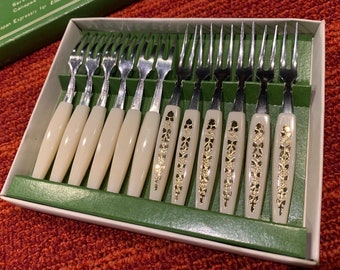 Set of 6 mid century long forks made in Japan