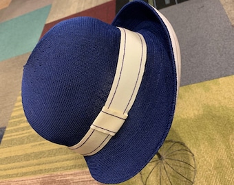 Vintage Kangol Design Zephyr Rimini Womens Bucket Hat Royal Blue with White Band Made in England