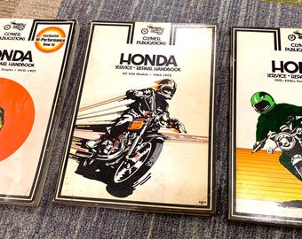 Vintage Clymer Publications Honda Motorcycle Service Repair Handbook Singles Fours 100cc to 450cc Models Softcover Book Lot