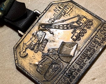 Vintage Highway Equipment Advertising Watch FOB Heavy Equipment Tractor Machinery with Original Leather Strap