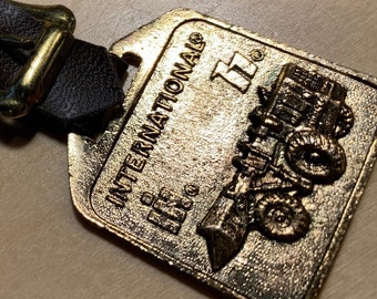 Vintage International Harvester Advertising Watch FOB Heavy Equipment Tractor Machinery with Original Leather Strap