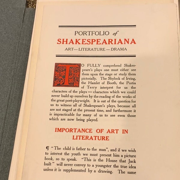 Vintage Portfolio of Shakespeariana 1564 - 1616 Illustrations Art Literature Drama Mezzo Gravure Reproductions 1900