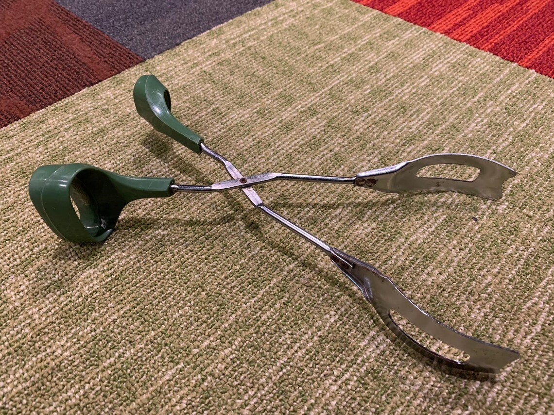 Vintage Serving Tongs Salad Utensil Green Plastic Thumb & Etsy