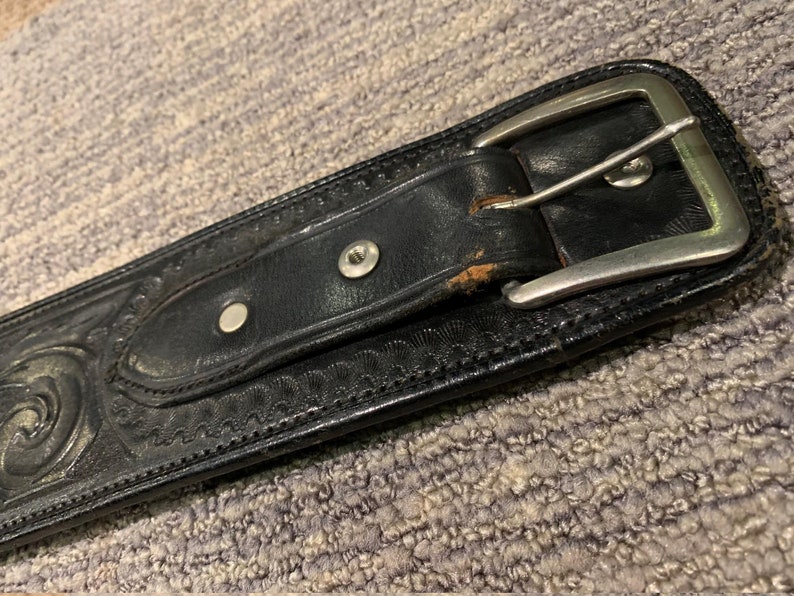 Vintage Western Gun Belt Hand Tooled Leather Bandolier Made in | Etsy