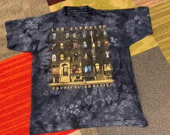 Vintage 90s Led Zeppelin Physical Graffiti Liquid Blue T-shirt - Etsy