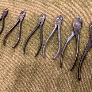 Vintage Diagonal Cutters Pliers Lot 1940s to 1970s USA Made Hand Tools Craftsman Harrold Utica