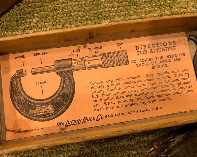 Vintage Lufkin Micrometer Caliper One Inch 1921 New Old Stock Etsy