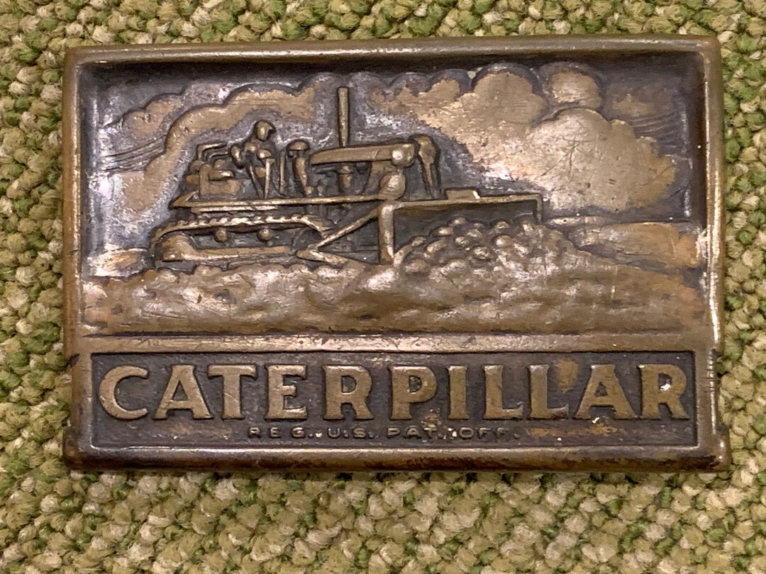 Vintage Caterpillar CAT Brass Belt Buckle Bulldozer Heavy Etsy