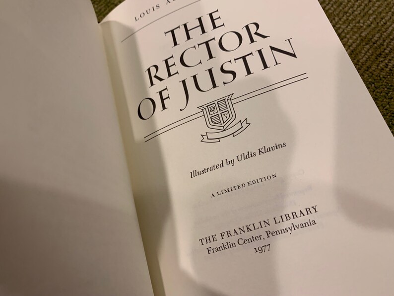 Vintage the Rector of Justin by Louis Auchincloss 1977 Franklin Library ...
