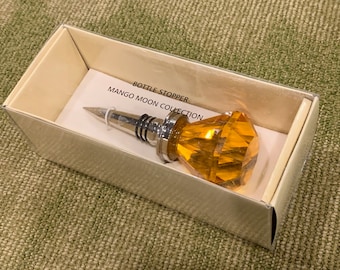 Wine Bottle Stopper Mango Moon Collection Amber Diamond Door Knob New in Box