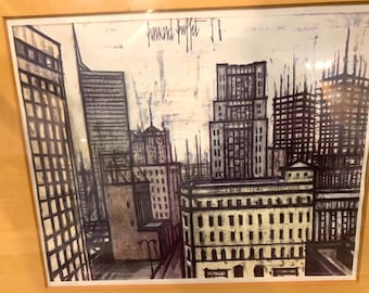 MCM Bernard Buffet Dallas 1958 Framed Lithograph Mid Century Modern Decor