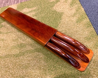 Mid Century Robeson ShurEdge Frozen Heat Knife Carving Set with Rosewood Handles and Holder Shur Edge USA Made