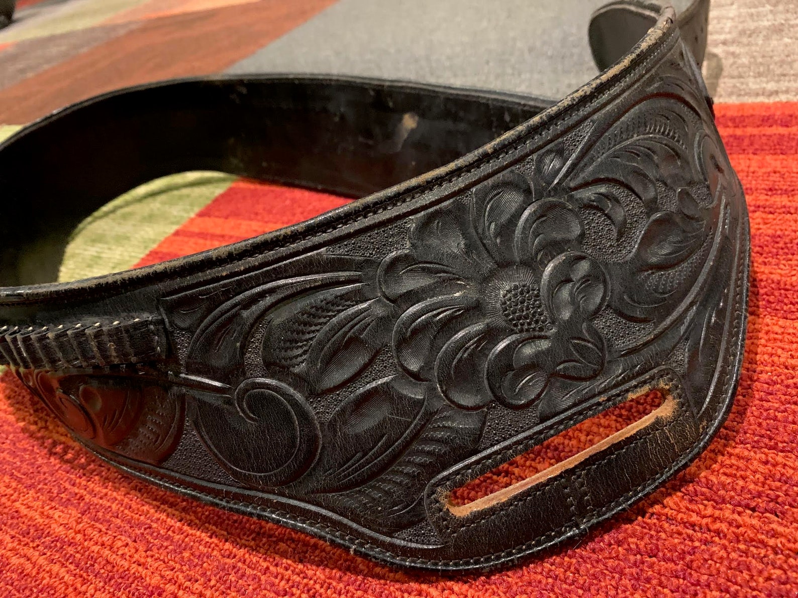 Vintage Western Gun Belt Hand Tooled Leather Bandolier Made in Etsy